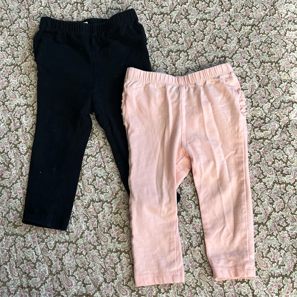 PAIR OF PINK AND BLACK OLD NAVY KIDS LEGGINGS 12-18MONTHS